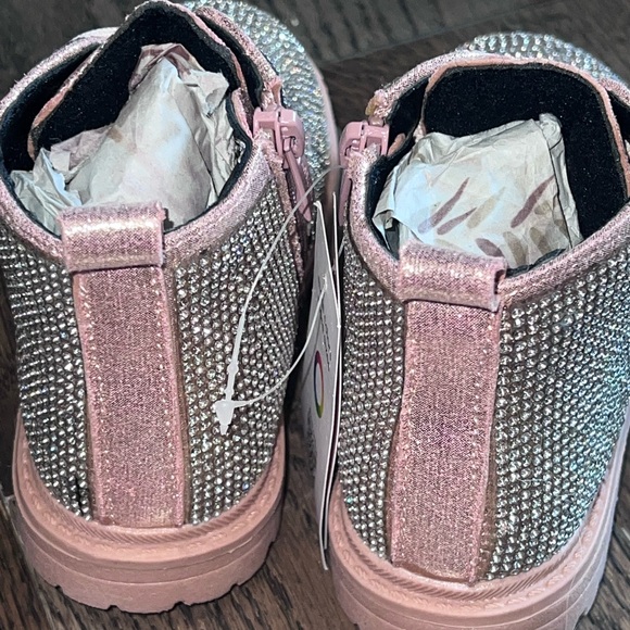 Glitter boots size 25 European US 9 pink silver toddler girl kids shoes - Picture 4 of 7